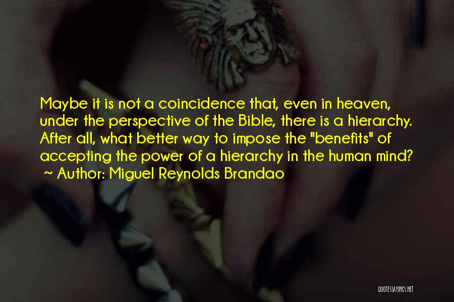 Miguel Reynolds Brandao Quotes: Maybe It Is Not A Coincidence That, Even In Heaven, Under The Perspective Of The Bible, There Is A Hierarchy.