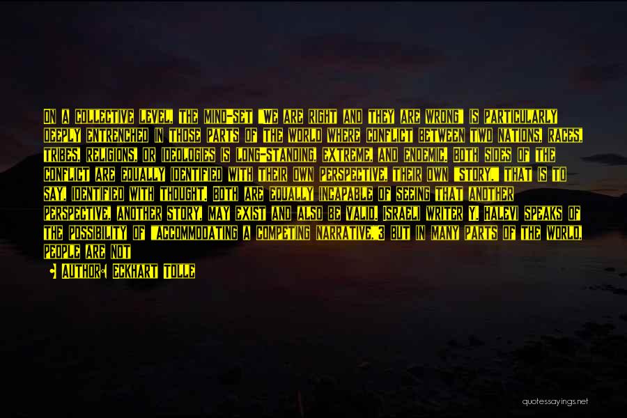 Eckhart Tolle Quotes: On A Collective Level, The Mind-set We Are Right And They Are Wrong Is Particularly Deeply Entrenched In Those Parts