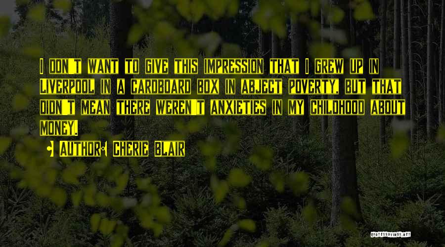 Cherie Blair Quotes: I Don't Want To Give This Impression That I Grew Up In Liverpool In A Cardboard Box In Abject Poverty,