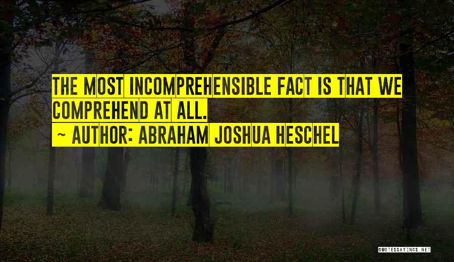 Abraham Joshua Heschel Quotes: The Most Incomprehensible Fact Is That We Comprehend At All.