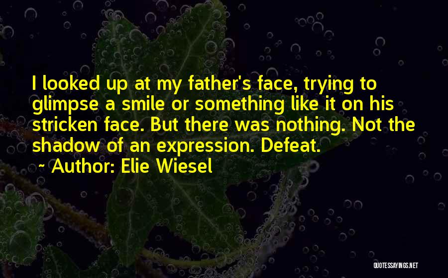 Elie Wiesel Quotes: I Looked Up At My Father's Face, Trying To Glimpse A Smile Or Something Like It On His Stricken Face.