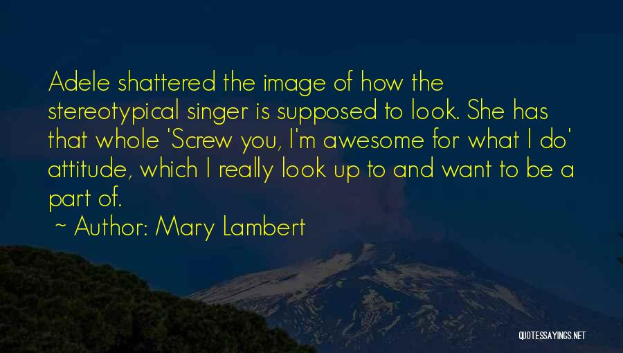 Mary Lambert Quotes: Adele Shattered The Image Of How The Stereotypical Singer Is Supposed To Look. She Has That Whole 'screw You, I'm