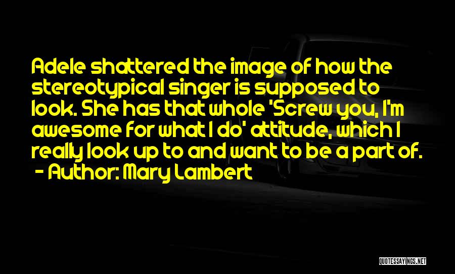 Mary Lambert Quotes: Adele Shattered The Image Of How The Stereotypical Singer Is Supposed To Look. She Has That Whole 'screw You, I'm