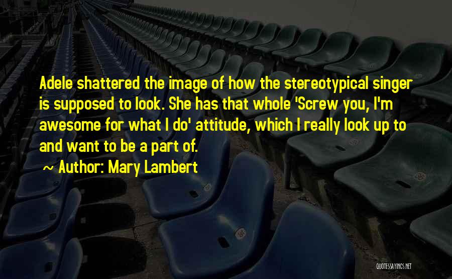 Mary Lambert Quotes: Adele Shattered The Image Of How The Stereotypical Singer Is Supposed To Look. She Has That Whole 'screw You, I'm