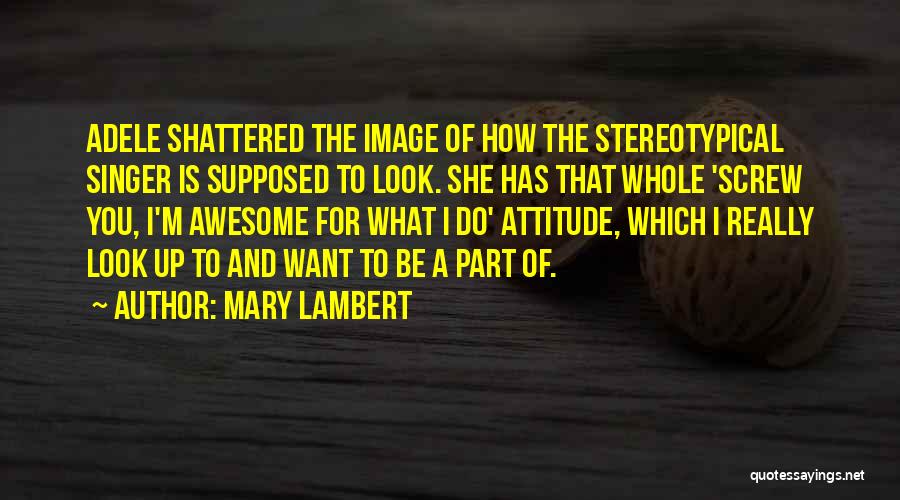 Mary Lambert Quotes: Adele Shattered The Image Of How The Stereotypical Singer Is Supposed To Look. She Has That Whole 'screw You, I'm