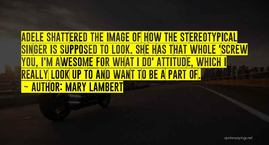 Mary Lambert Quotes: Adele Shattered The Image Of How The Stereotypical Singer Is Supposed To Look. She Has That Whole 'screw You, I'm