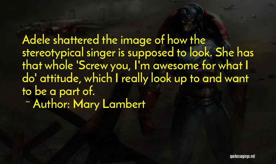 Mary Lambert Quotes: Adele Shattered The Image Of How The Stereotypical Singer Is Supposed To Look. She Has That Whole 'screw You, I'm
