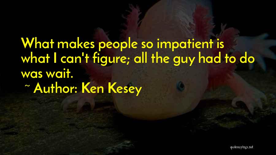 Ken Kesey Quotes: What Makes People So Impatient Is What I Can't Figure; All The Guy Had To Do Was Wait.