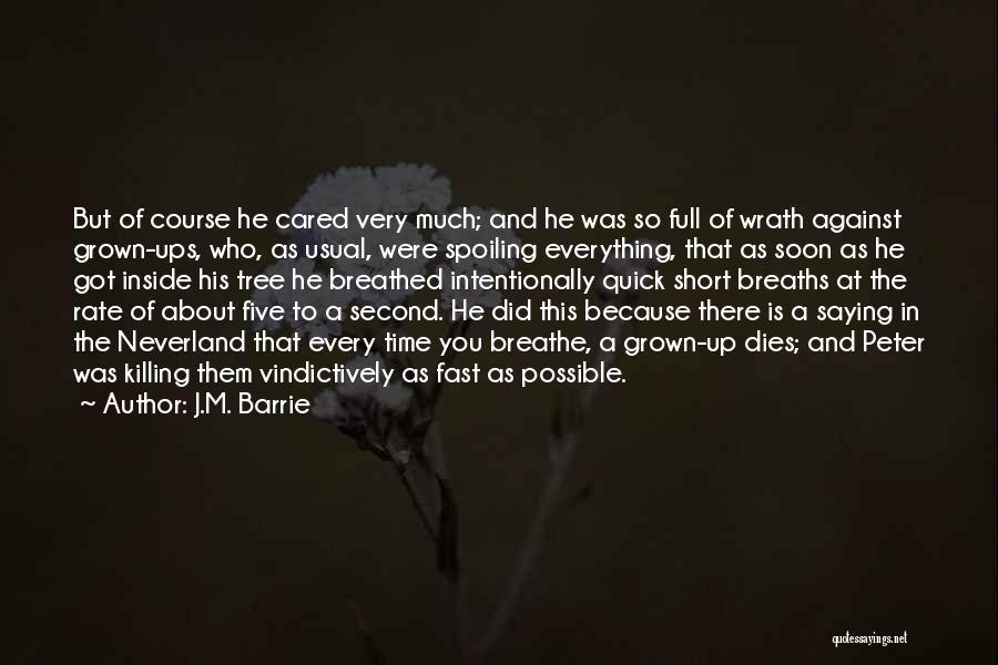 J.M. Barrie Quotes: But Of Course He Cared Very Much; And He Was So Full Of Wrath Against Grown-ups, Who, As Usual, Were