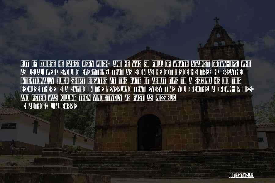 J.M. Barrie Quotes: But Of Course He Cared Very Much; And He Was So Full Of Wrath Against Grown-ups, Who, As Usual, Were
