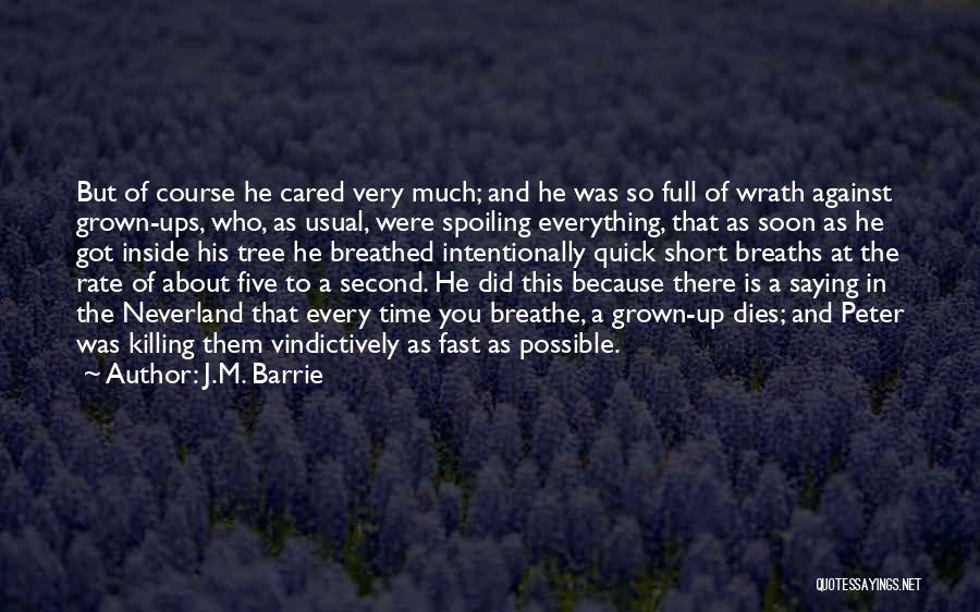 J.M. Barrie Quotes: But Of Course He Cared Very Much; And He Was So Full Of Wrath Against Grown-ups, Who, As Usual, Were