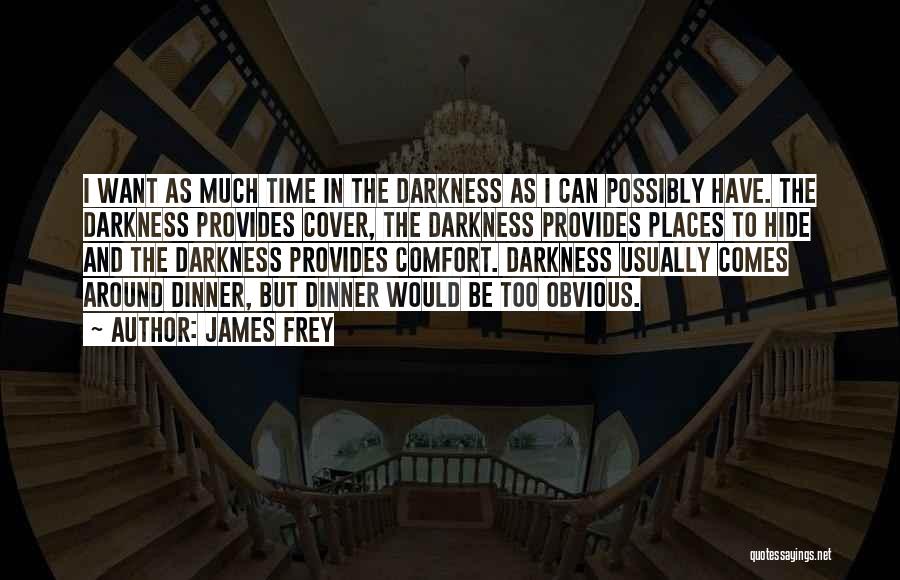James Frey Quotes: I Want As Much Time In The Darkness As I Can Possibly Have. The Darkness Provides Cover, The Darkness Provides