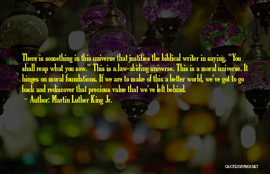 Martin Luther King Jr. Quotes: There Is Something In This Universe That Justifies The Biblical Writer In Saying, You Shall Reap What You Sow. This
