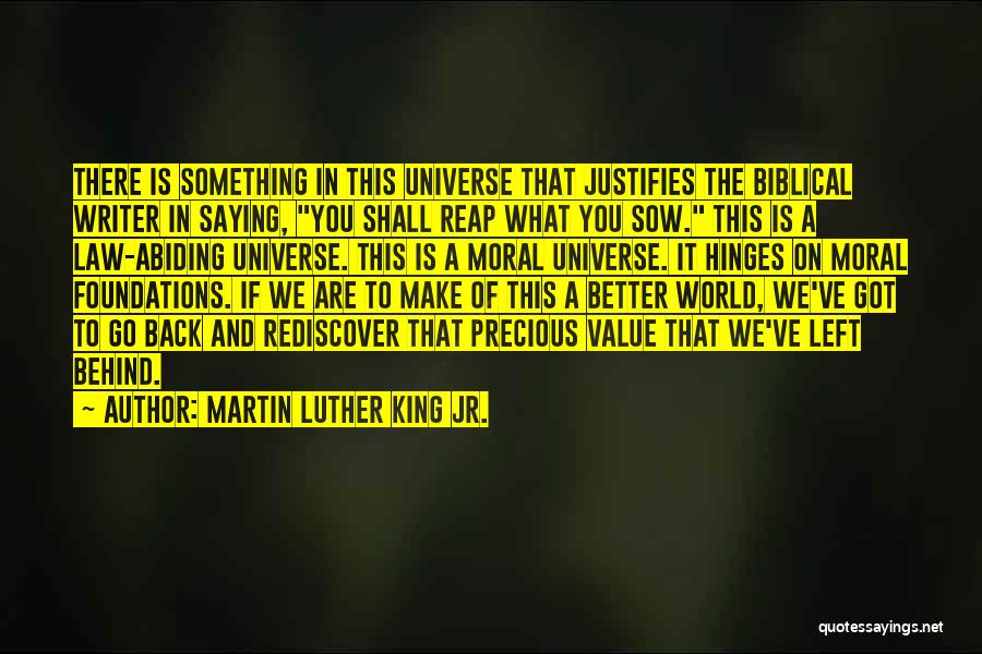 Martin Luther King Jr. Quotes: There Is Something In This Universe That Justifies The Biblical Writer In Saying, You Shall Reap What You Sow. This
