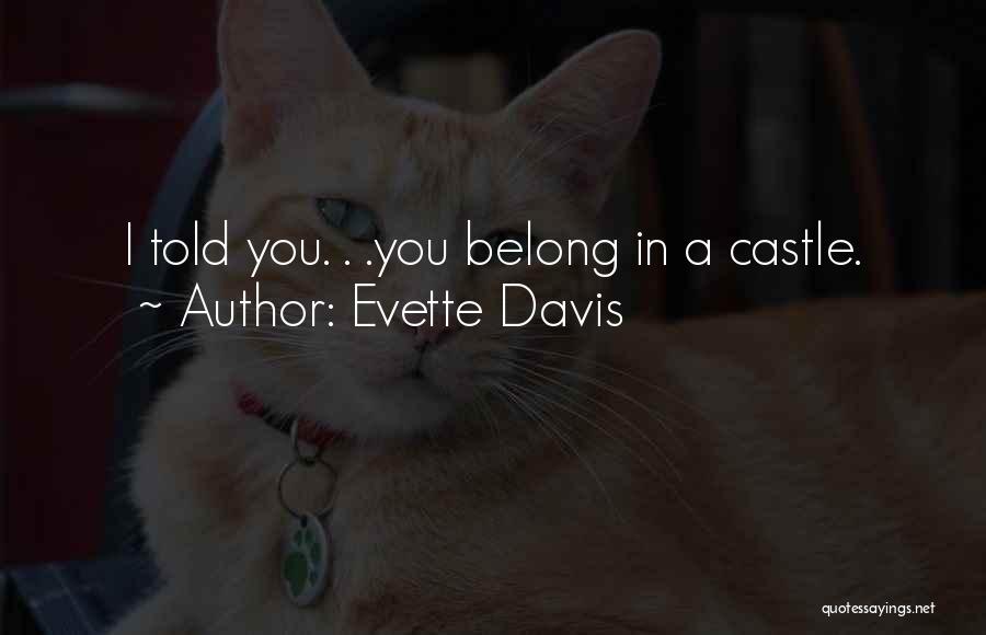 Evette Davis Quotes: I Told You. . .you Belong In A Castle.