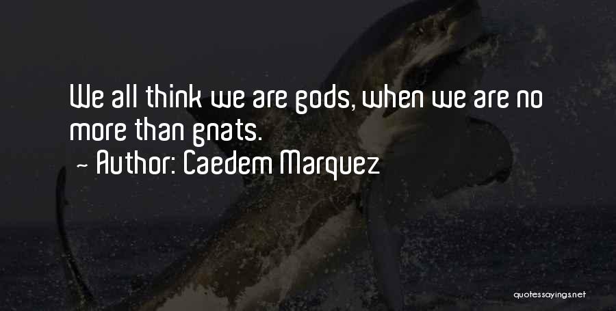 Caedem Marquez Quotes: We All Think We Are Gods, When We Are No More Than Gnats.