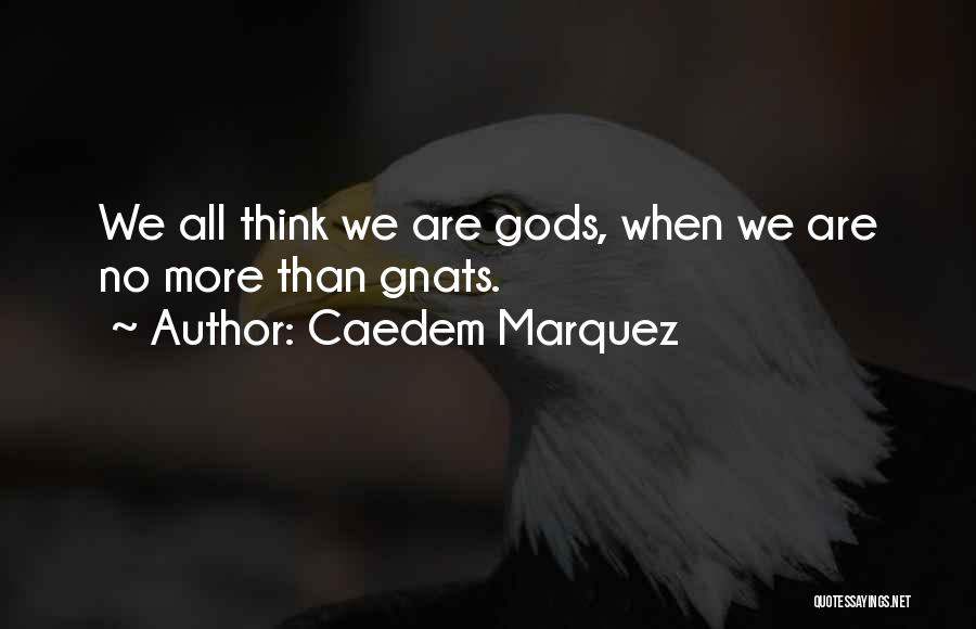 Caedem Marquez Quotes: We All Think We Are Gods, When We Are No More Than Gnats.
