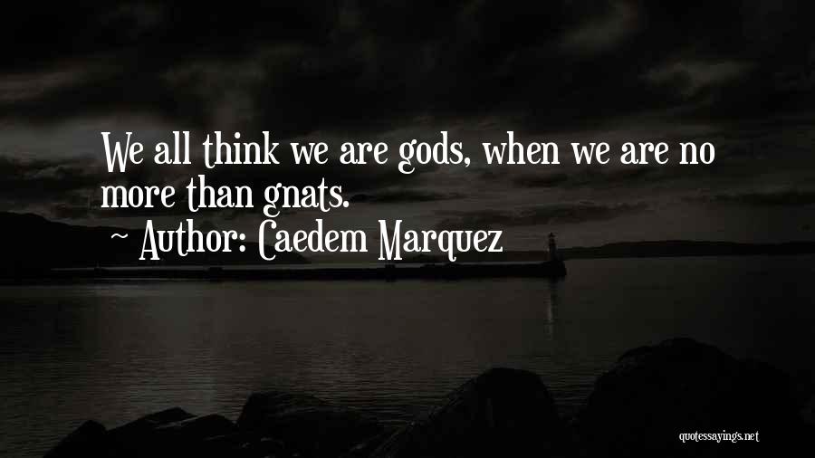 Caedem Marquez Quotes: We All Think We Are Gods, When We Are No More Than Gnats.