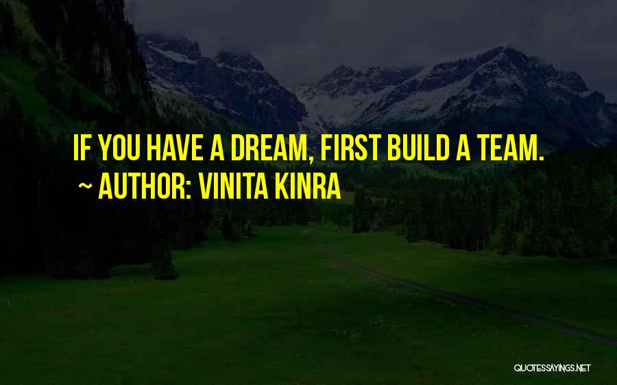 Vinita Kinra Quotes: If You Have A Dream, First Build A Team.