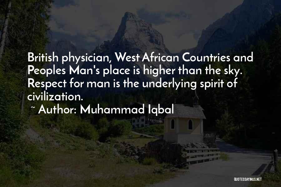 Muhammad Iqbal Quotes: British Physician, West African Countries And Peoples Man's Place Is Higher Than The Sky. Respect For Man Is The Underlying