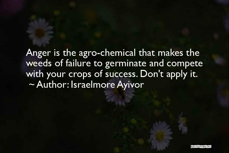 Israelmore Ayivor Quotes: Anger Is The Agro-chemical That Makes The Weeds Of Failure To Germinate And Compete With Your Crops Of Success. Don't