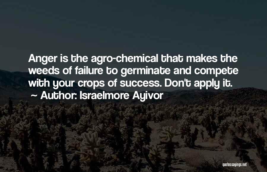 Israelmore Ayivor Quotes: Anger Is The Agro-chemical That Makes The Weeds Of Failure To Germinate And Compete With Your Crops Of Success. Don't