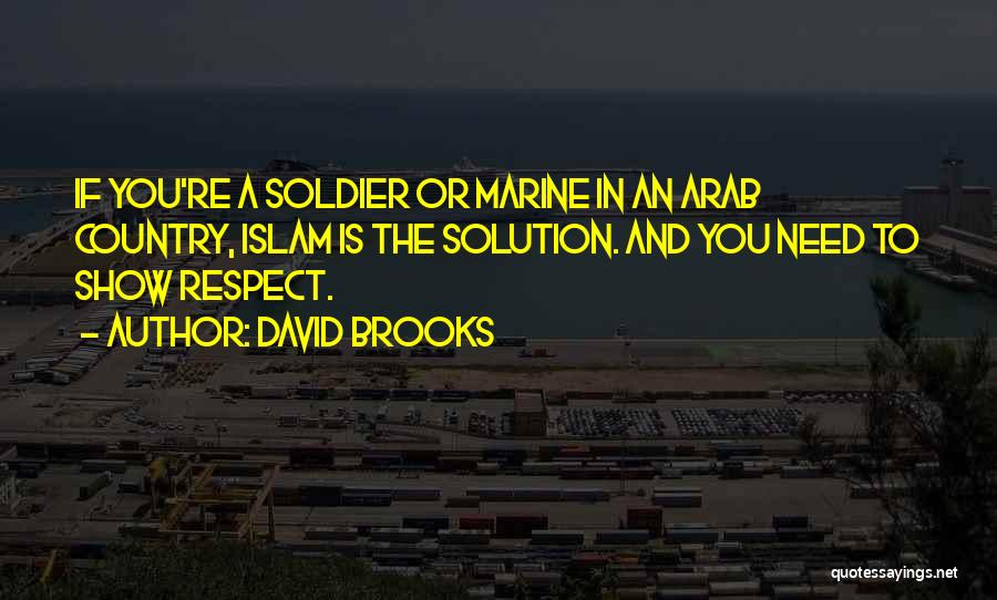 David Brooks Quotes: If You're A Soldier Or Marine In An Arab Country, Islam Is The Solution. And You Need To Show Respect.