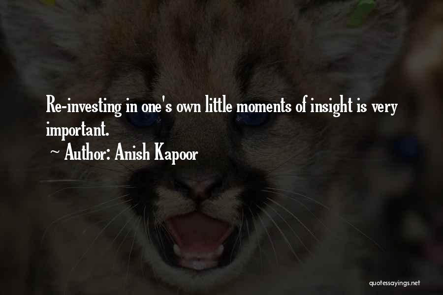 Anish Kapoor Quotes: Re-investing In One's Own Little Moments Of Insight Is Very Important.