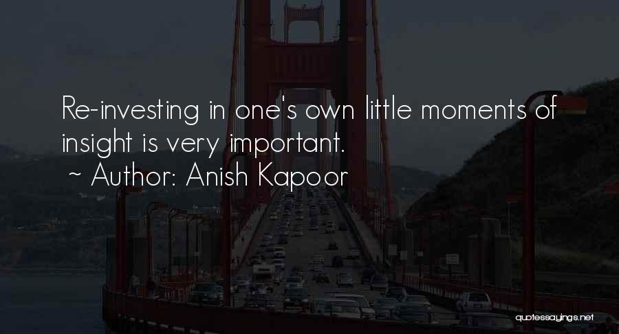 Anish Kapoor Quotes: Re-investing In One's Own Little Moments Of Insight Is Very Important.