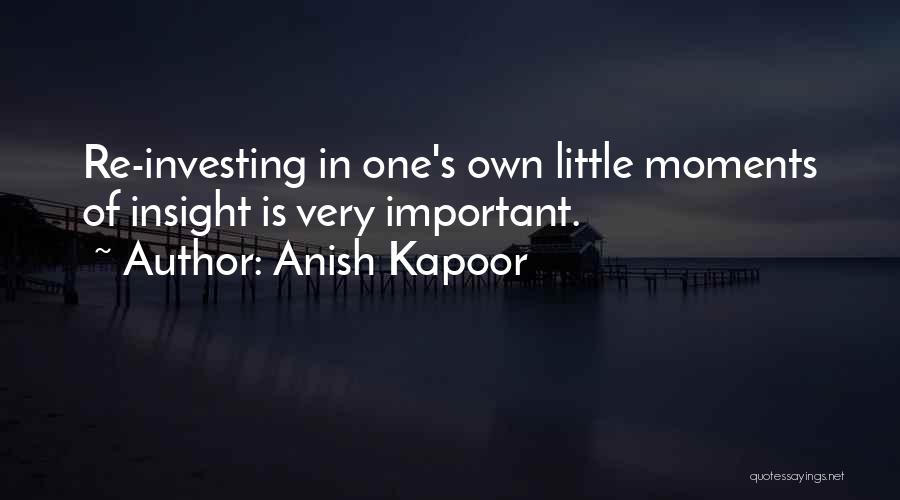 Anish Kapoor Quotes: Re-investing In One's Own Little Moments Of Insight Is Very Important.