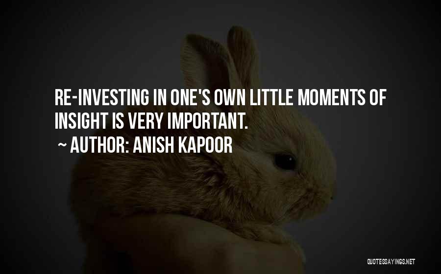 Anish Kapoor Quotes: Re-investing In One's Own Little Moments Of Insight Is Very Important.