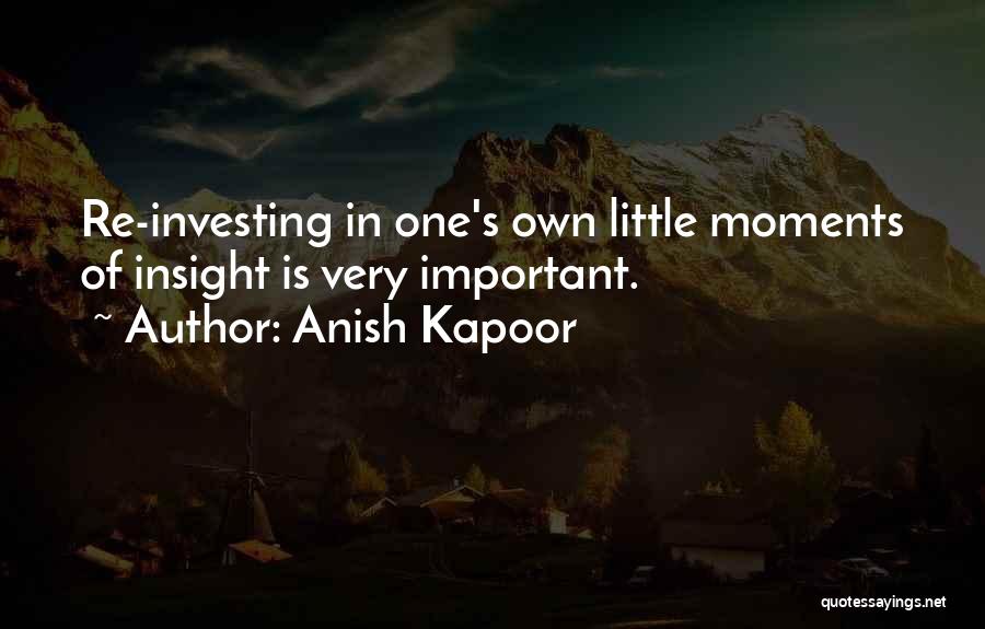 Anish Kapoor Quotes: Re-investing In One's Own Little Moments Of Insight Is Very Important.