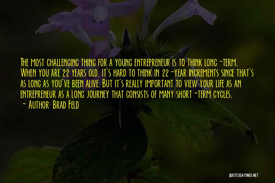 Brad Feld Quotes: The Most Challenging Thing For A Young Entrepreneur Is To Think Long-term. When You Are 22 Years Old, It's Hard