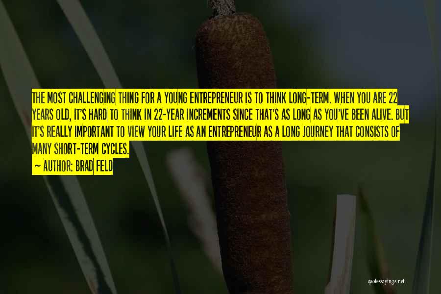 Brad Feld Quotes: The Most Challenging Thing For A Young Entrepreneur Is To Think Long-term. When You Are 22 Years Old, It's Hard