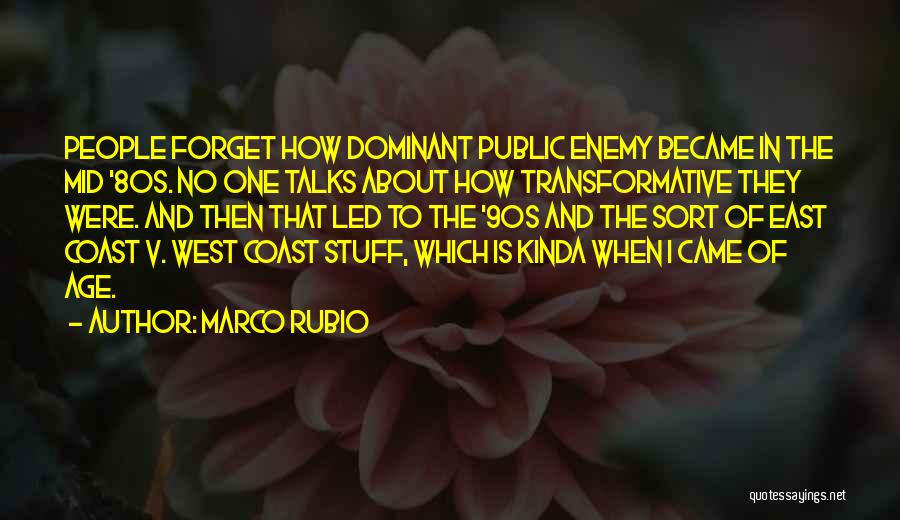 Marco Rubio Quotes: People Forget How Dominant Public Enemy Became In The Mid '80s. No One Talks About How Transformative They Were. And