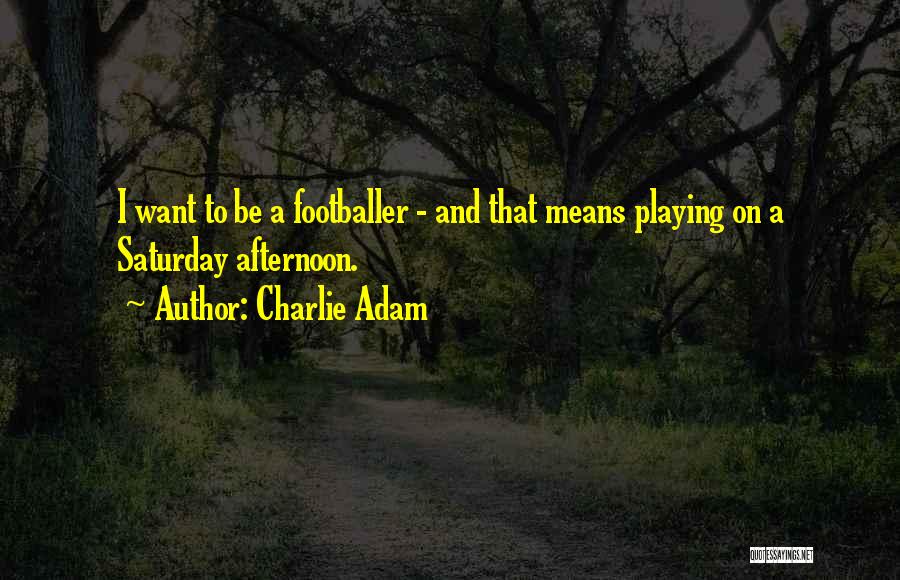 Charlie Adam Quotes: I Want To Be A Footballer - And That Means Playing On A Saturday Afternoon.