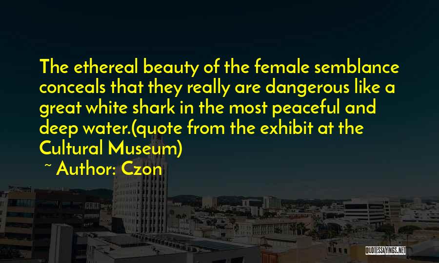 Czon Quotes: The Ethereal Beauty Of The Female Semblance Conceals That They Really Are Dangerous Like A Great White Shark In The