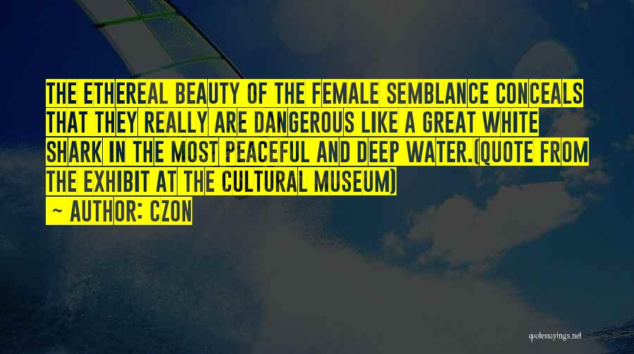Czon Quotes: The Ethereal Beauty Of The Female Semblance Conceals That They Really Are Dangerous Like A Great White Shark In The