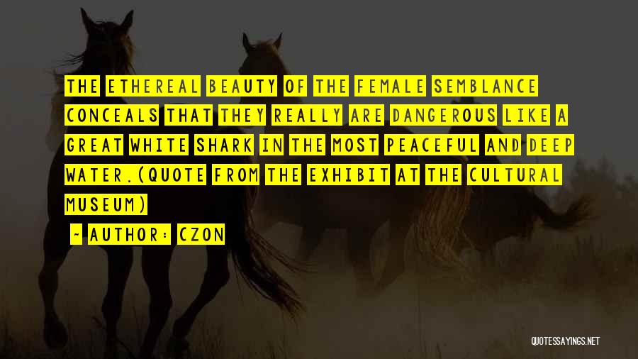Czon Quotes: The Ethereal Beauty Of The Female Semblance Conceals That They Really Are Dangerous Like A Great White Shark In The