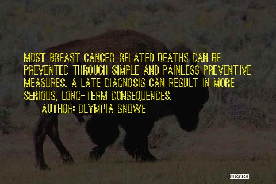 Olympia Snowe Quotes: Most Breast Cancer-related Deaths Can Be Prevented Through Simple And Painless Preventive Measures. A Late Diagnosis Can Result In More