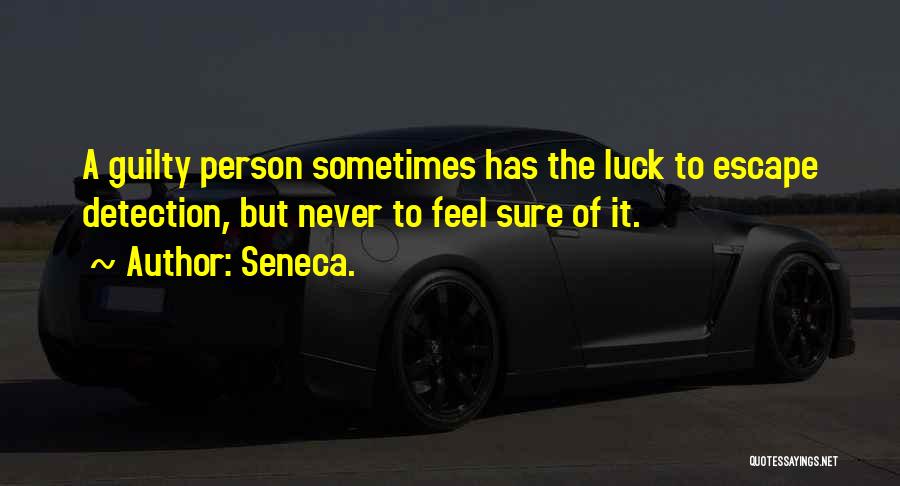 Seneca. Quotes: A Guilty Person Sometimes Has The Luck To Escape Detection, But Never To Feel Sure Of It.