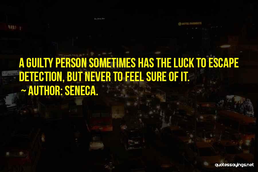 Seneca. Quotes: A Guilty Person Sometimes Has The Luck To Escape Detection, But Never To Feel Sure Of It.