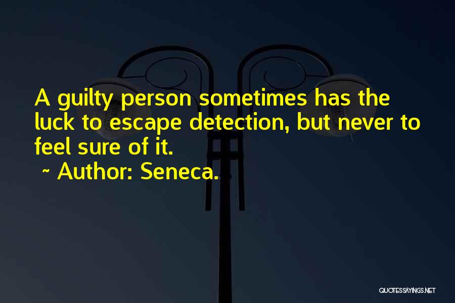 Seneca. Quotes: A Guilty Person Sometimes Has The Luck To Escape Detection, But Never To Feel Sure Of It.