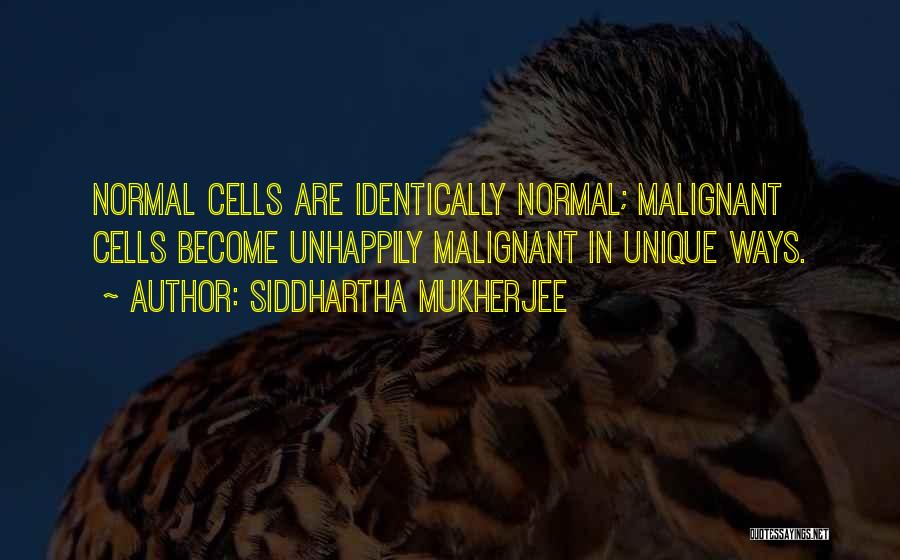 Siddhartha Mukherjee Quotes: Normal Cells Are Identically Normal; Malignant Cells Become Unhappily Malignant In Unique Ways.