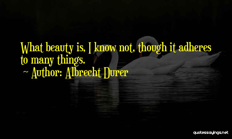 Albrecht Durer Quotes: What Beauty Is, I Know Not, Though It Adheres To Many Things.