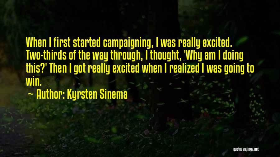 Kyrsten Sinema Quotes: When I First Started Campaigning, I Was Really Excited. Two-thirds Of The Way Through, I Thought, 'why Am I Doing