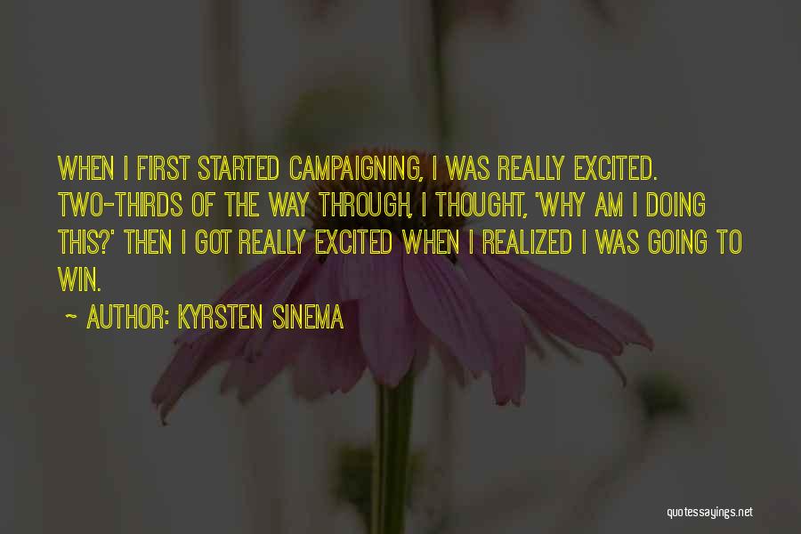 Kyrsten Sinema Quotes: When I First Started Campaigning, I Was Really Excited. Two-thirds Of The Way Through, I Thought, 'why Am I Doing