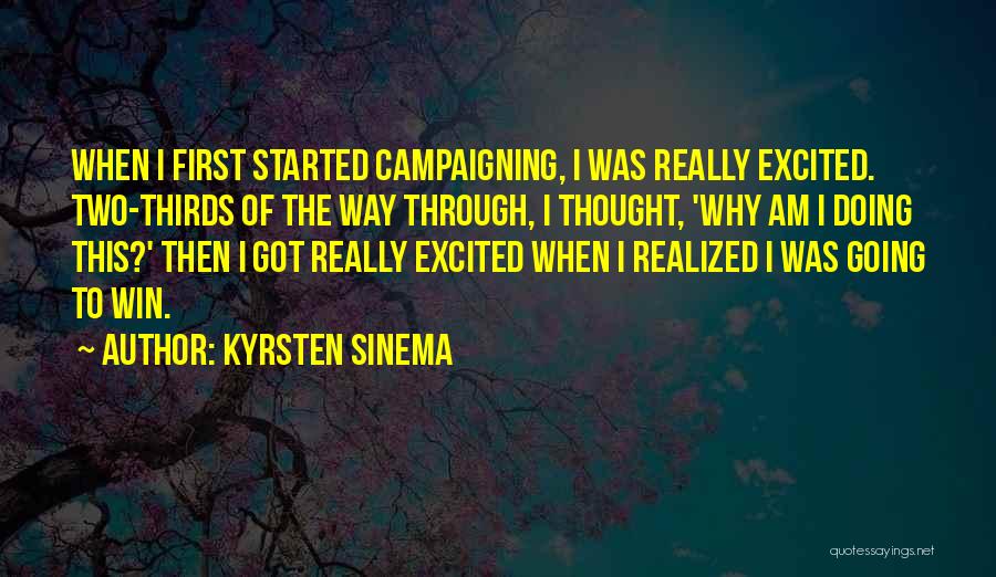 Kyrsten Sinema Quotes: When I First Started Campaigning, I Was Really Excited. Two-thirds Of The Way Through, I Thought, 'why Am I Doing