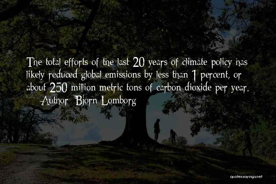 Bjorn Lomborg Quotes: The Total Efforts Of The Last 20 Years Of Climate Policy Has Likely Reduced Global Emissions By Less Than 1