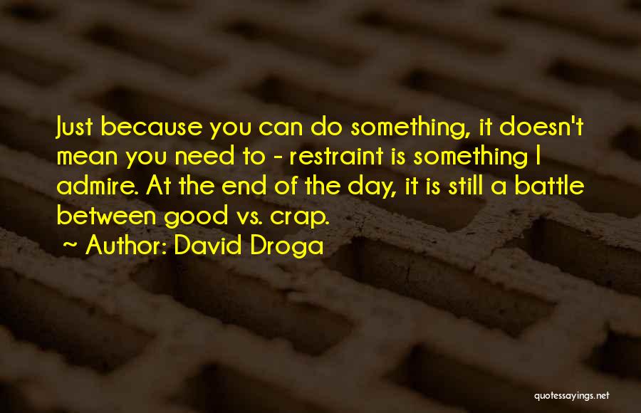 David Droga Quotes: Just Because You Can Do Something, It Doesn't Mean You Need To - Restraint Is Something I Admire. At The
